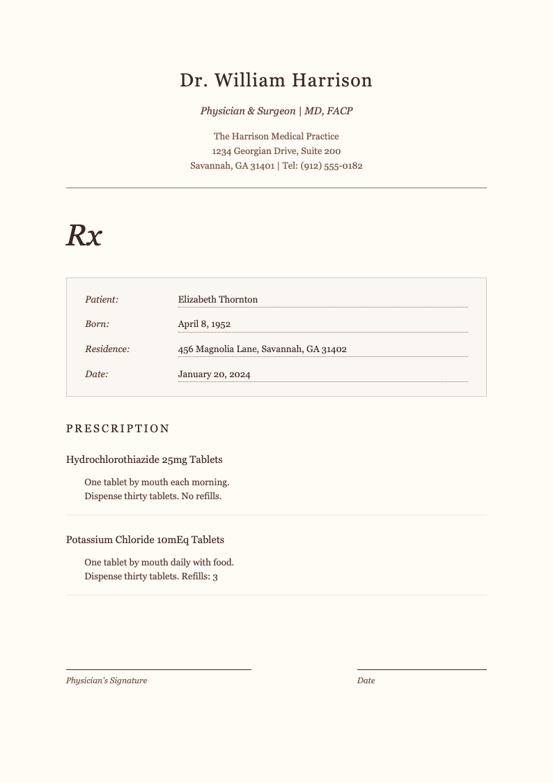 Elegant serif prescription document